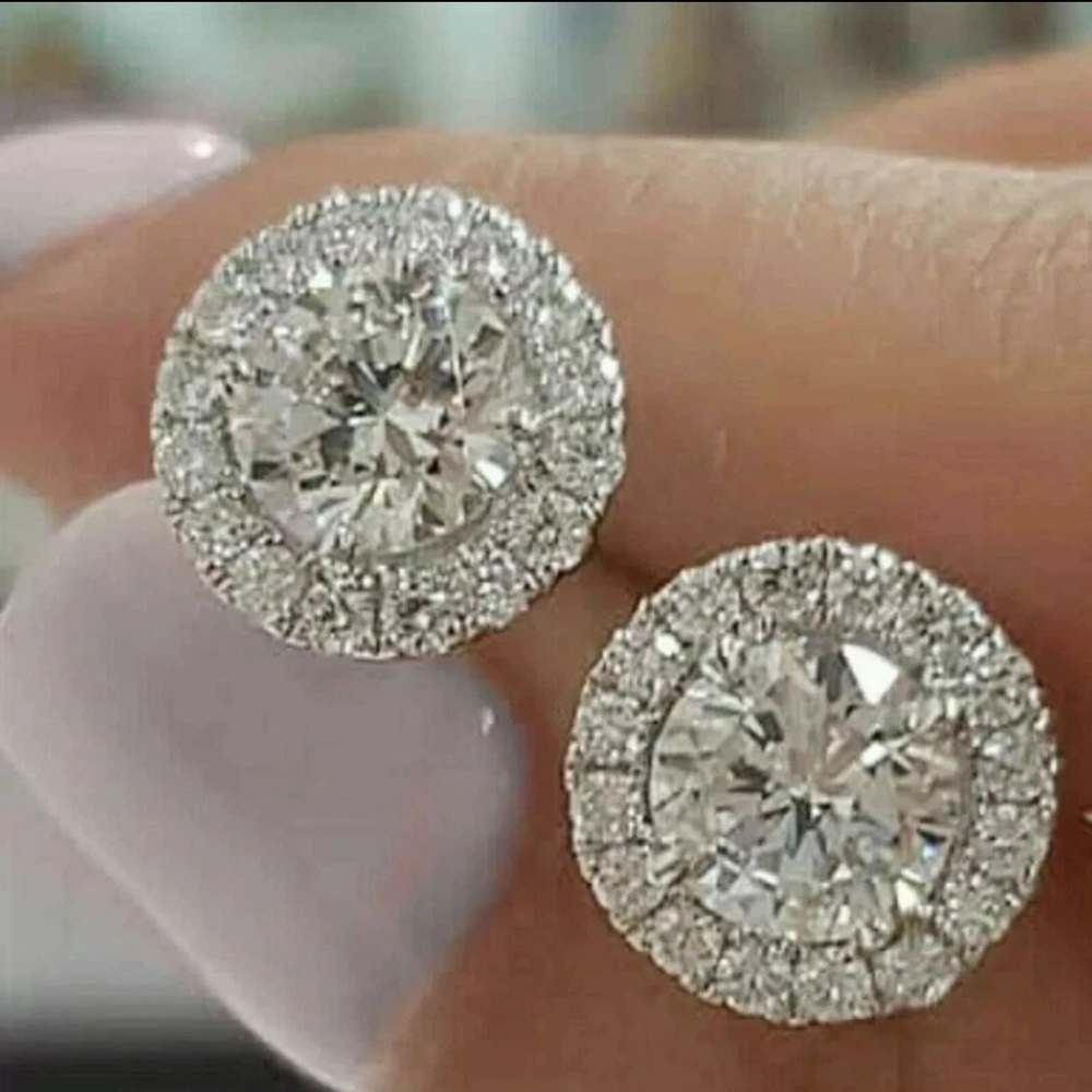 Halo Moissanite Earrings